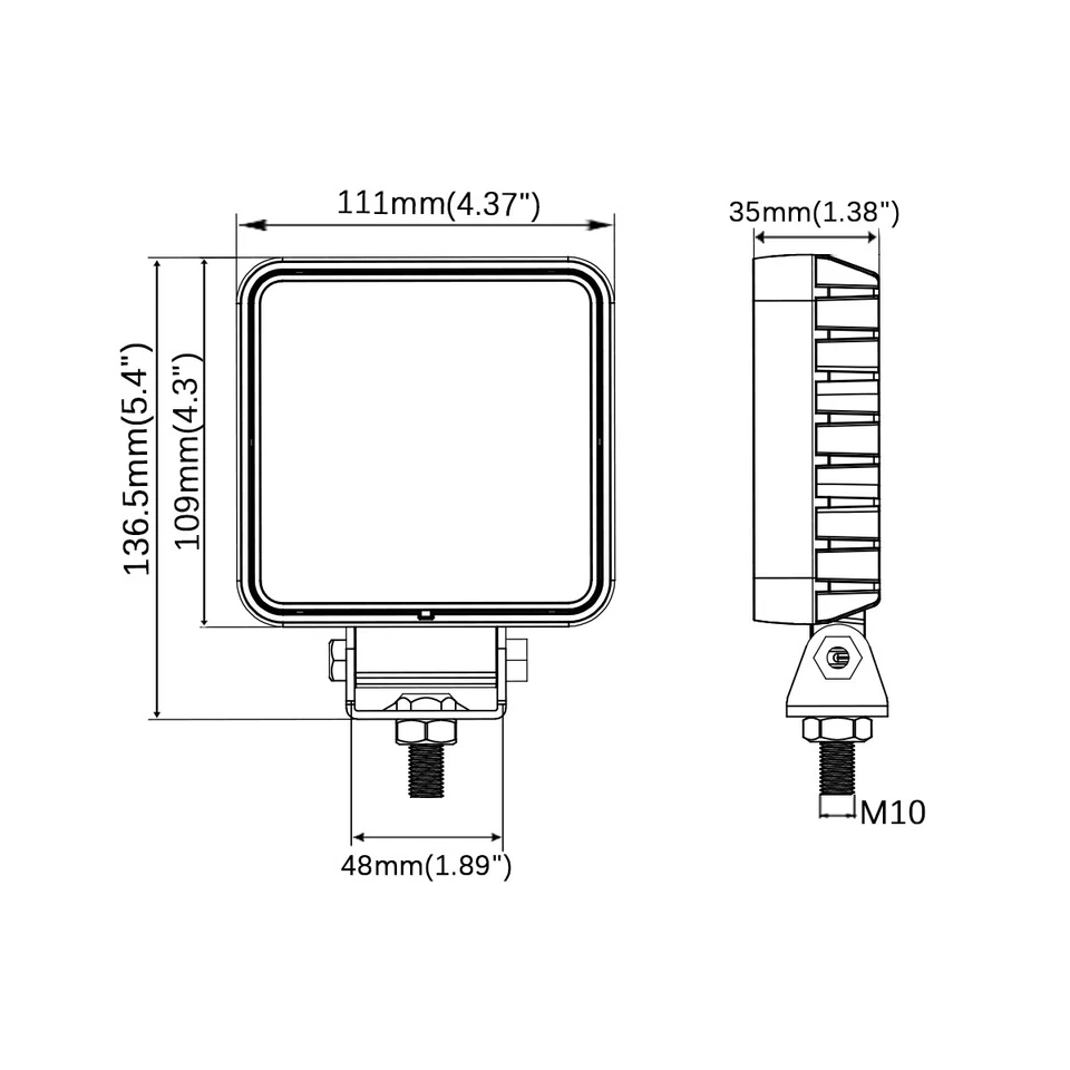 2x 4.5 inch 30W Square LED Work Light 6000K Flood Beam Lamp Off-road ATV SUV 4x4 Foto 2 de 4