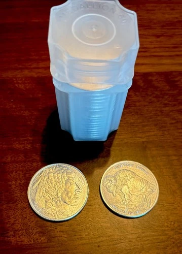 Roll (20)  999 Fine 1 Oz Buffalo Round Silver Coins.