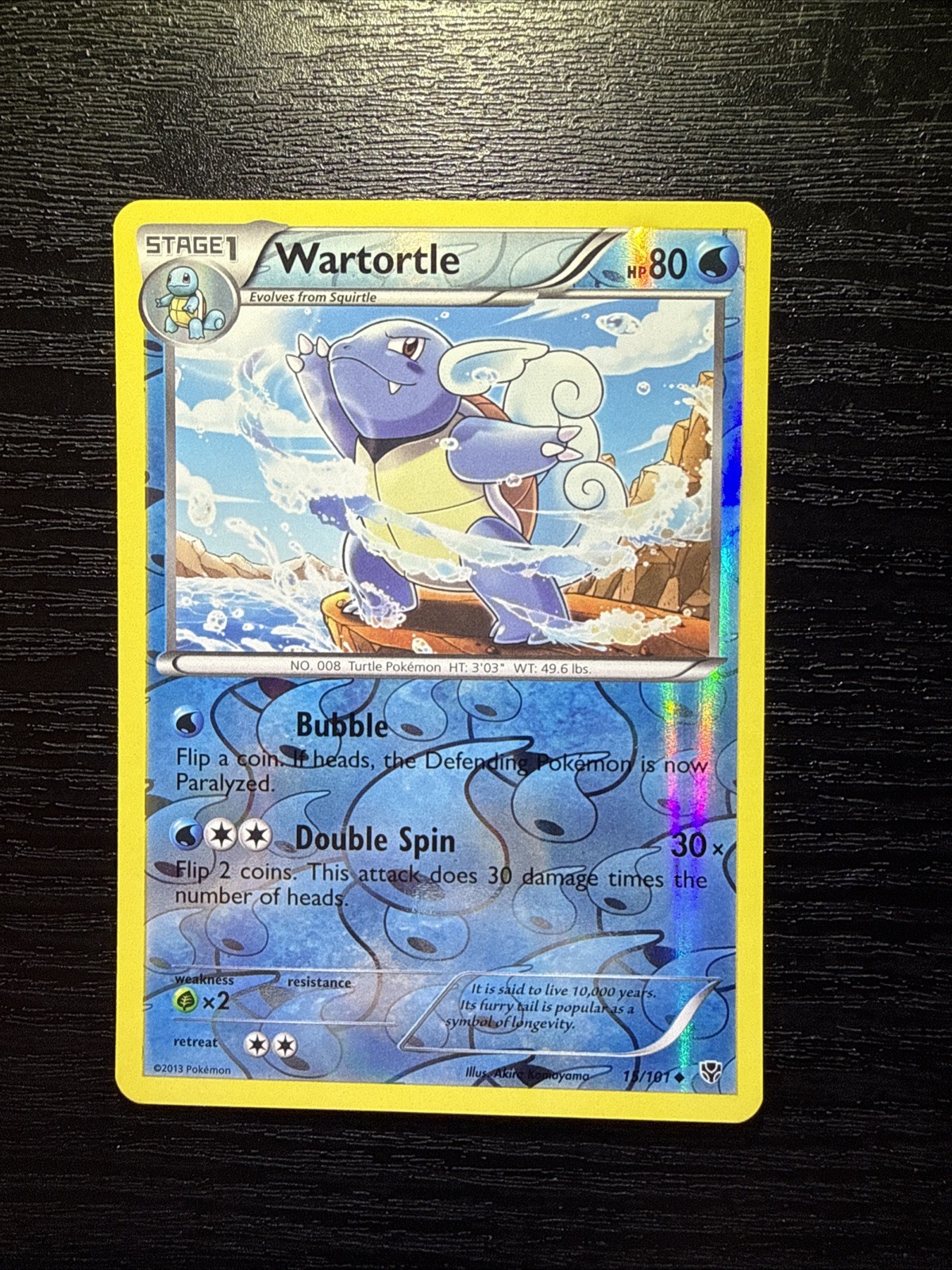 Wartortle 15/101 BW Plasma Blast Pokemon Card Reverse Holo Foil Rare Near Mint