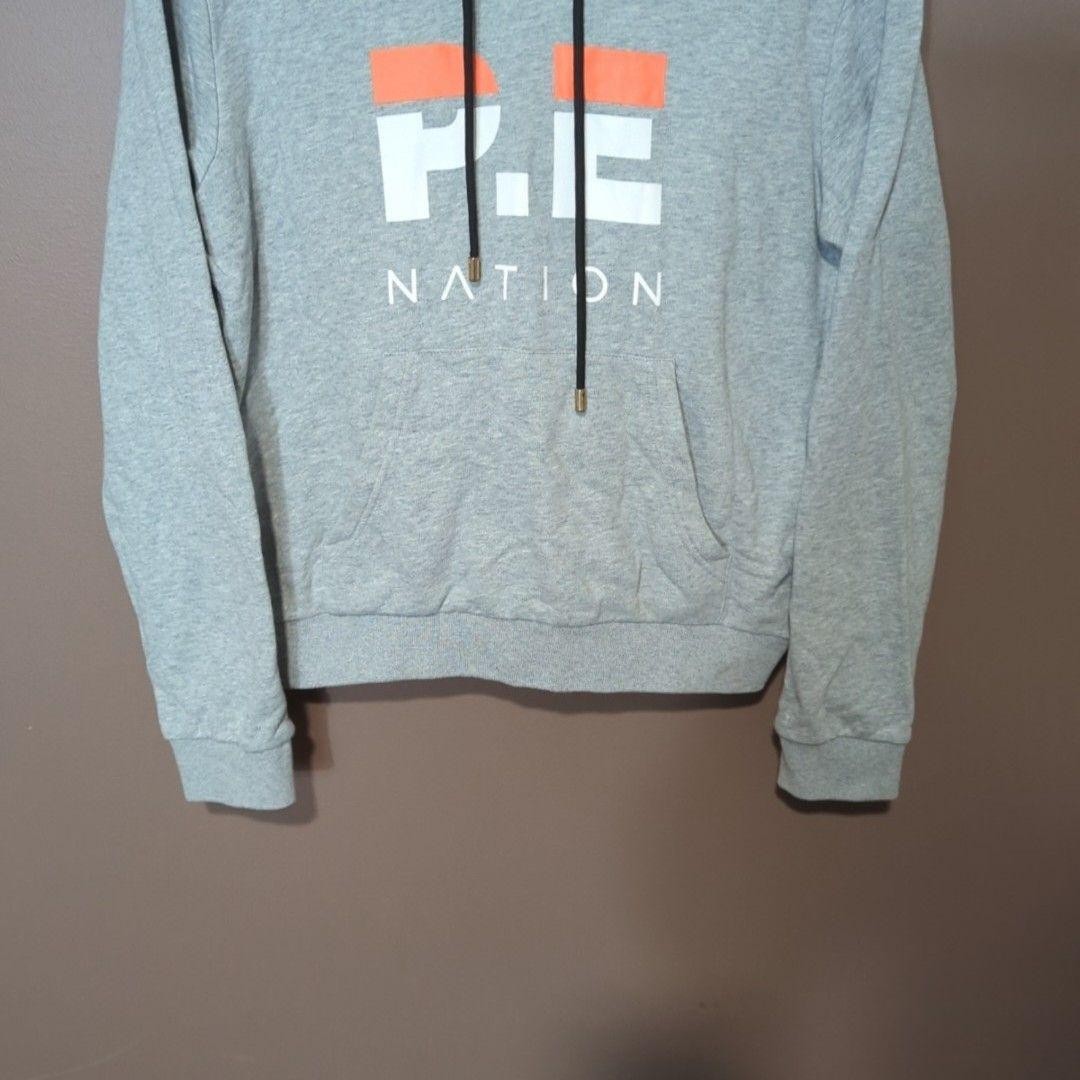 P.E Nation Hoodie Womens S Grey Pullover Fleece Logo Kangaroo Pocket Sweatshirt image 3