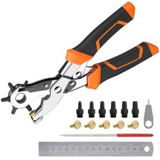 Heavy Duty Revolving Punch Plier Kit, Diyife Leather Hole Punch, 6 Sizes Orange