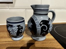 German Stein Wine Jug Trink Aus Stein Den Edlen Wein 0.25 W.Germany Pottery 