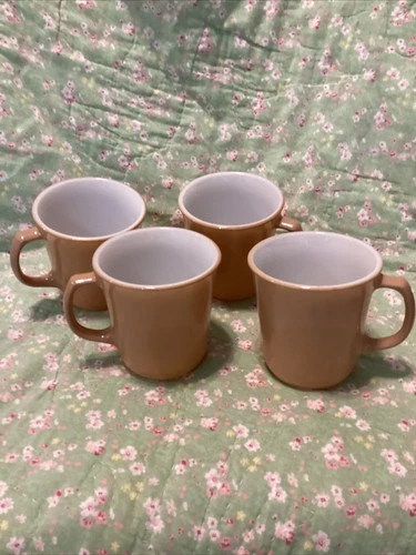 Vintage 1960s Pyrex & Corning Butterscotch Glass Coffee Cups Mugs - 4