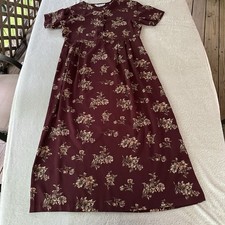 Rafaella Burgundy Floral Dress Sz 12 Made In USA