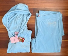 NWT Women's Juicy Couture Bling Tracksuit Set Hoodie Pants Size XL Blue 199