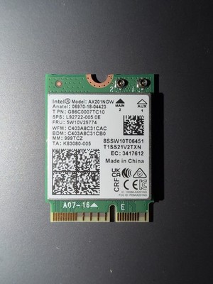 Intel Model AX201NGW WIFI card