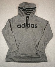 Vintage Adidas Originals Womens Size Large Sweatshirt Hoodie Pullover Gray Black