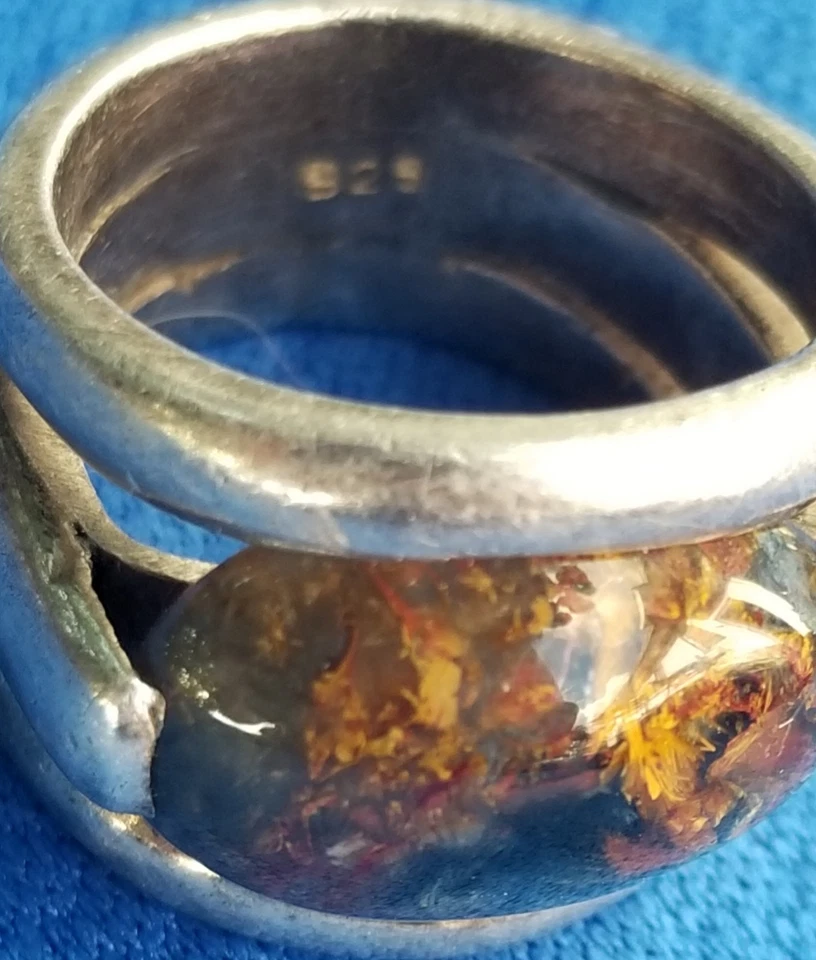 Anillo de plata esterlina vintage de pietersita natural y raro - talla 6 ~ ojo de águila Foto 4 de 4