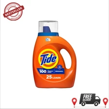 Tide Laundry Detergent Liquid, Original Scent, 34 fl oz, 25 Loads HE Compatible