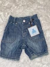 NWT BABY GAP INFANT BOYS 3-6 MONTHS BEACH SHORTS DENIM JEAN FADED BLUE FRAYED