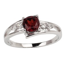 Elegant Sterling Silver Ring 6mm Red Garnet January Stone Women Birthday