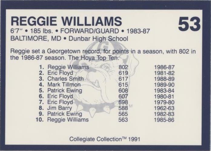1991 Collegiate Collection - Reggie Williams #53 for sale | eBay