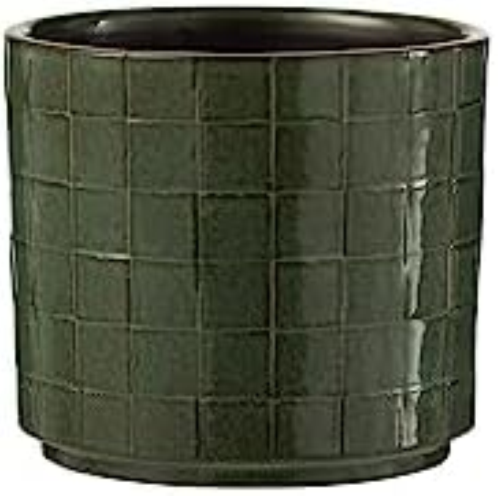 J-Line Cachepot Carre Ceramica Verde Medium