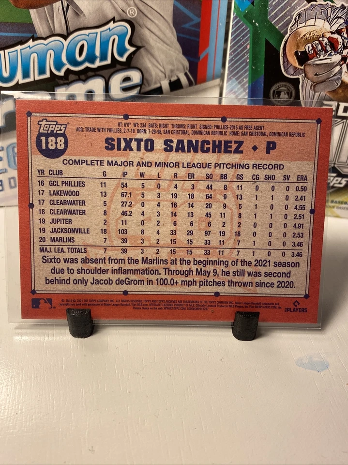 2021 Topps Archives Base #188 Sixto Sanchez - Miami Marlins RC ⚾️ - Image 2 of 4