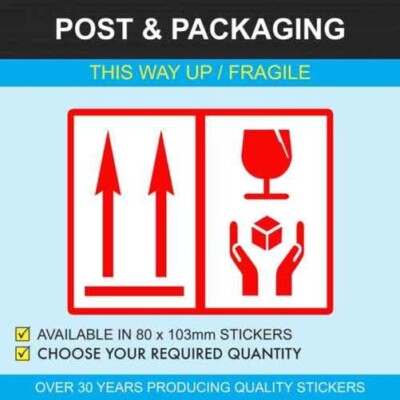 This Way Up / Fragile Packaging Stickers (without words)
