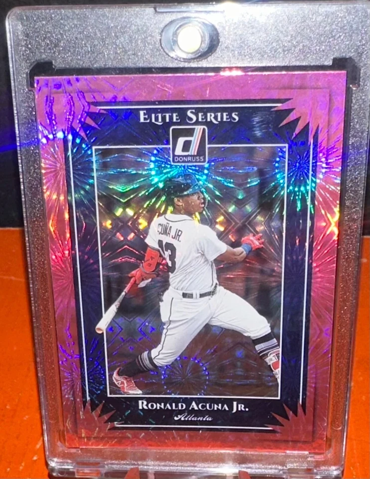 🚀Ronald Acuna jr🔥elite series⭐️pink fireworks💥holofoil refractor ⭐️MLB🚀 - Image 3 of 4