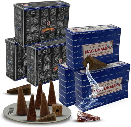 Satya Backflow Incense Cones For Inscent Waterfall Insent Smoke And Mat Bundle.