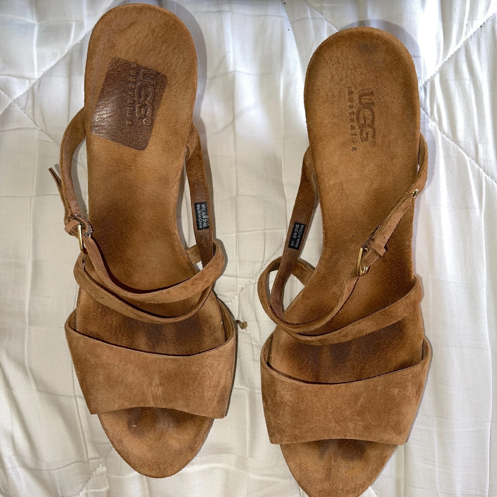 UGG donna tg. 11 sandali con zeppa Jullita in sughero scamosciato marrone