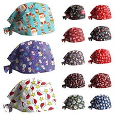 Christmas Surgical Scrub Caps Doctor Nurse Bouffant Hats Adjustable Head Covers↗