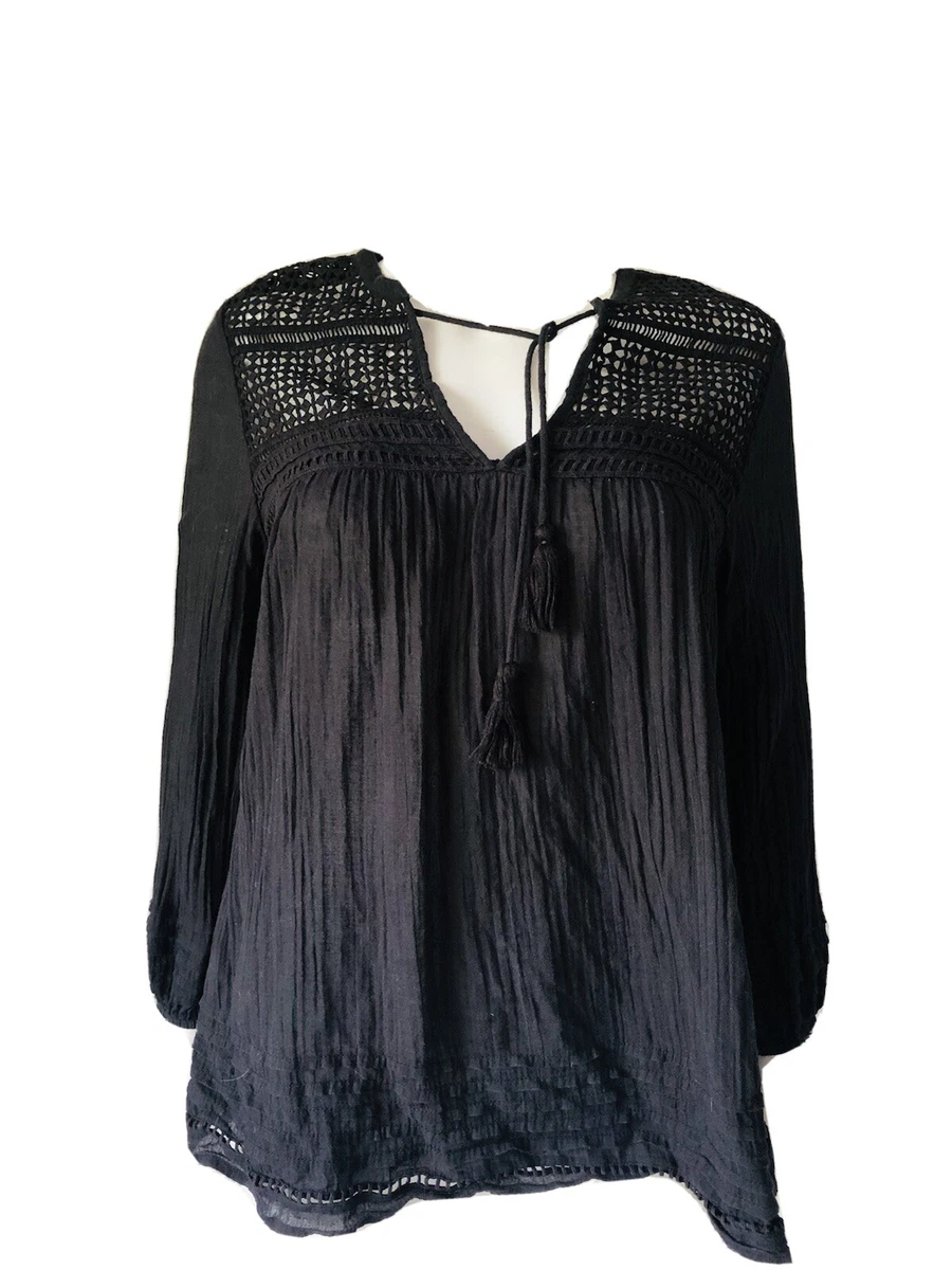 Black peasant best sale shirt
