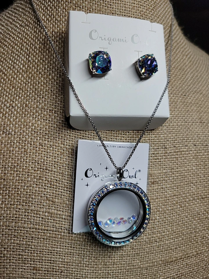 Collar medallón Origami OWL vida navideña gritos IRIDISCENTES/ERs. polvo de estrellas y cadena Foto 3 de 4