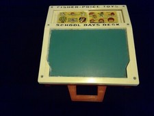 FISHER PRICE vtg 70sSCHOOL DAYS TOY DESK MAGNETIC TOP CARRYING CASE