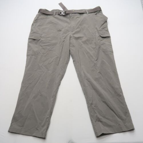 Cabela's Mens Cargo Hiking Pants 46 x 30 Grey Belted Nylon Stretch Outdoor