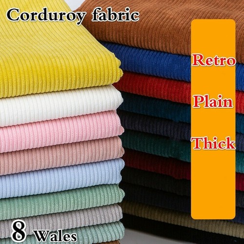 8 Wales Corduroy Fabric Plain Thick Coat Pants Sewing Materials Crafts By Metre - Afbeelding 1 van 35