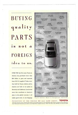 Toyota Avalon Georgetown Kentucky & Cafe de Colombia Juan Valdez 1996 Print Ads
