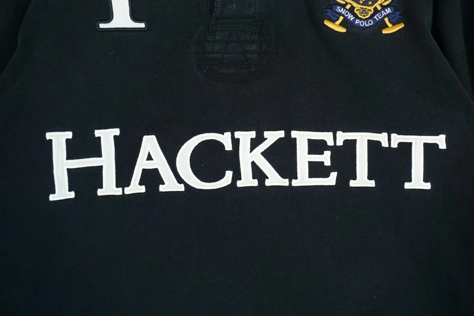 Hackett Swiss Alpine Polo Club Negro Manga Larga Polo Hombre S - Imagen 3 de 4