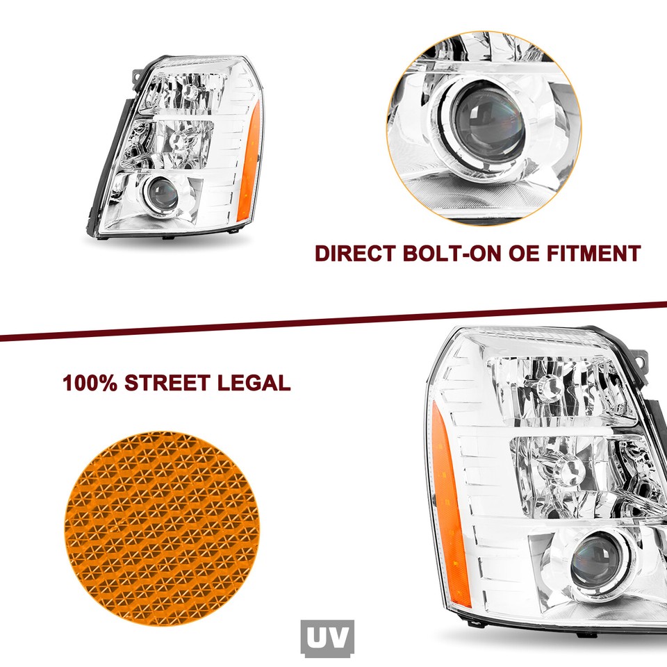 Bincmay W/o Ballast Headlight Assembly Fit For 2007-2014 Cadillac Escalade 2007 2008 - Foto 8