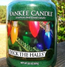 Yankee Candle Christmas "DECK THE HALLS" Festive Large 22 oz  WHITE LABEL NEW