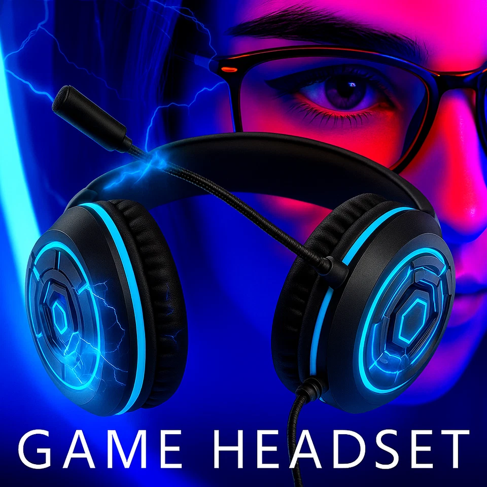 Cuffie Gaming con Microfono Stereo Gamer Bass Surround Headphone per PS4 Xbox One PC - Immagine 4 di 4