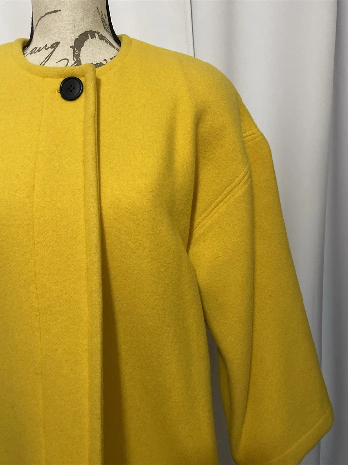 Abrigo Columpio Lana Amarillo Años 70/80 Shamask Neiman Marcus Vintage Talla S Bolsillos Foto 4 de 4