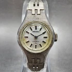 Seiko Watch Women 18mm Silver Dial White Gold Tone Round Manual Wind Runs VTG