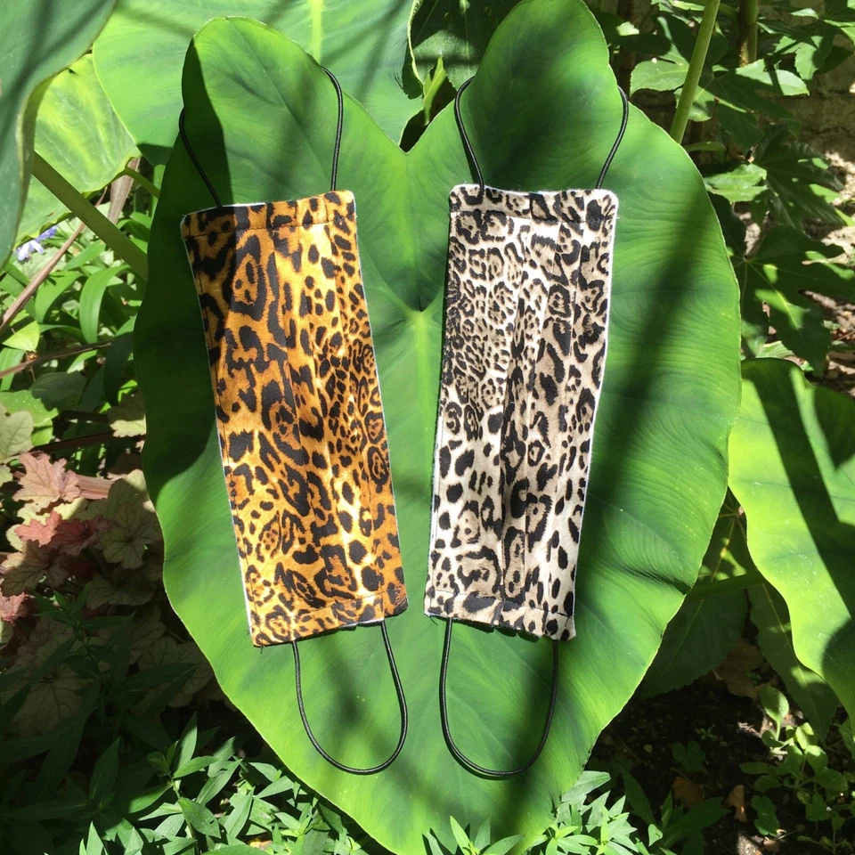 2 Pack Or Single Leopard Print 💯% Cotton Double Layer Fabric Face Mask 🇬🇧 - Image 2 of 4