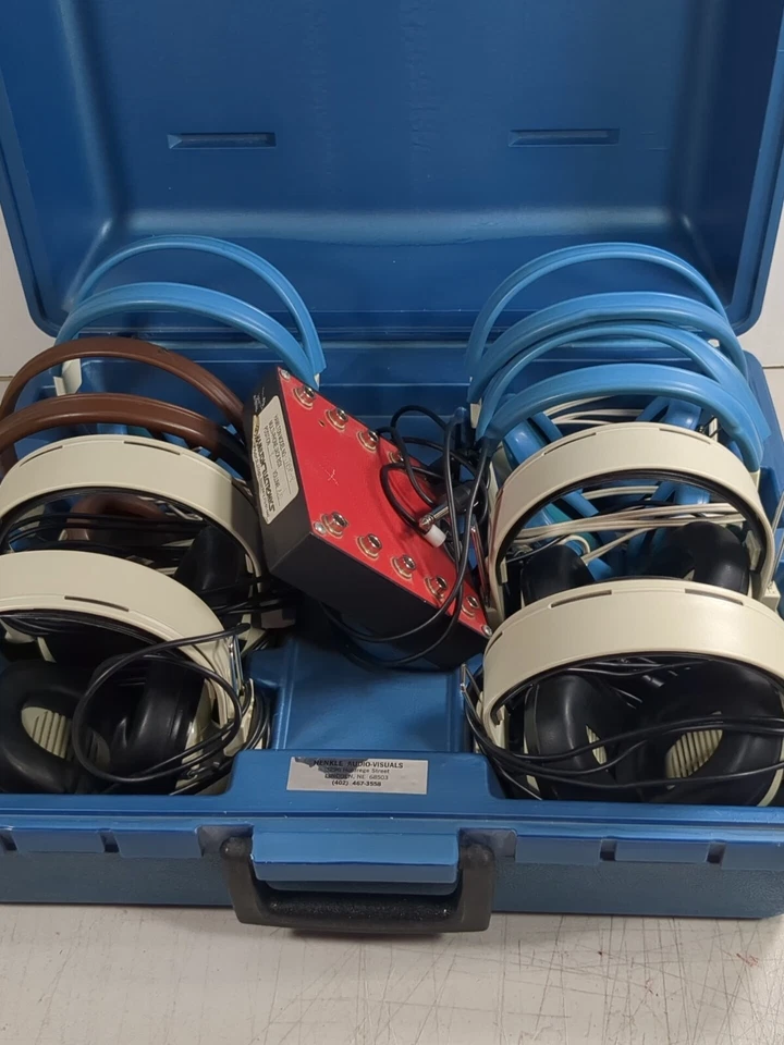 Auriculares Telex 610-1 y Califone 2924AV con placa y caja azul Foto 2 de 4