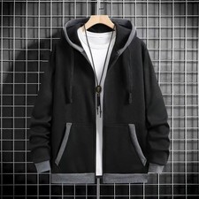 Thickened Men's Hooded Zipper Cardigan Casual Outerwear Fashionable Sweatshirt A