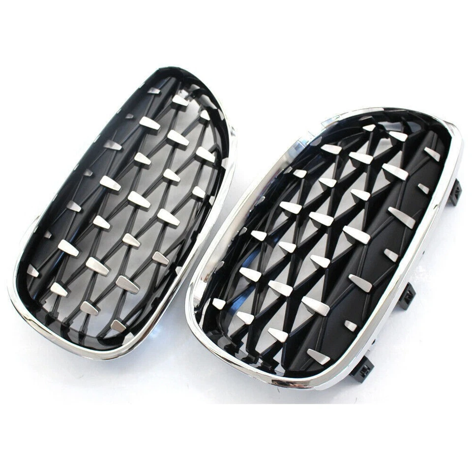 Chrome Diamond Front Grill Grille For BMW 5 Series E60 E61 535i 525i 528i 04-09 - Image 4 of 4