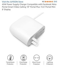 45W Power Supply Charger for Facebook Meta Portal Plus Mini Video Call Display