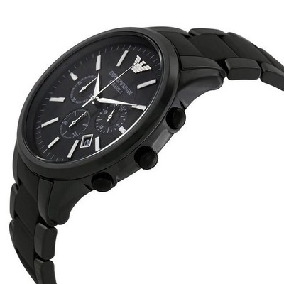 EMPORIO ARMANI MENS WATCH AR1451 CERAMIC BLACK STRAP WITH BLACK