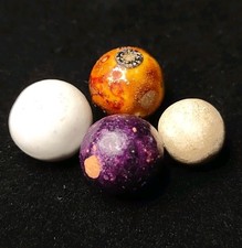 4x Pack Lot Antique Bennington German Clay Handmade MARBLES Currency .54"