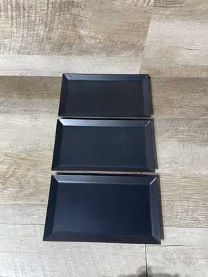 Matte Black Metal Rectangular Decorative Trays Set Of Three 8 1/4  Non-Slip