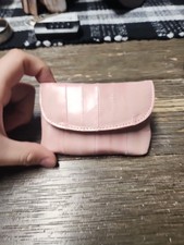 Vintage unbranded genuine eel skin 1 card case/1 coin purse Pink