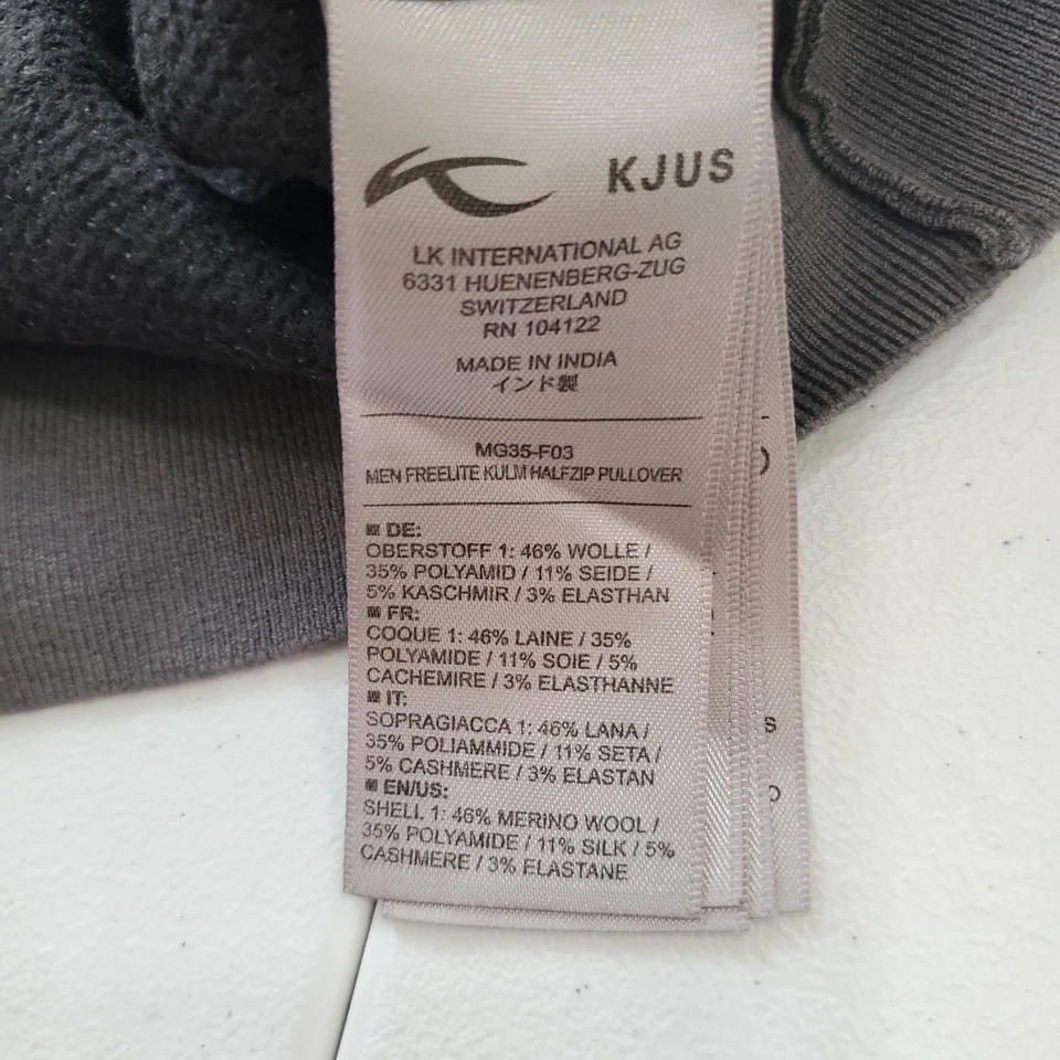KJUS Sweater Mens Large Gray Freelite Kulm Half Zip Merino Wool Cashmere Blend - Image 4 of 4