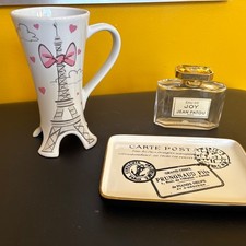 Paris Lot : Eau De Joy Perfume Bottle, Disney Cup And Trinket Dish