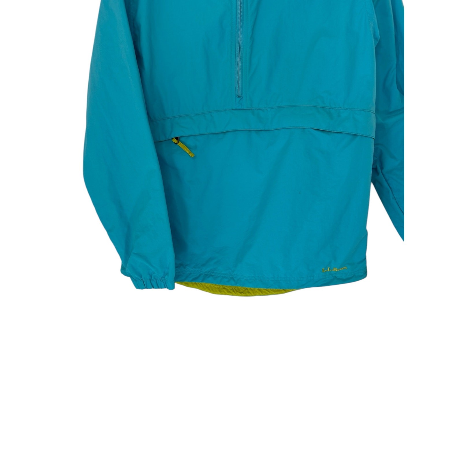 L.L. Bean Women's Blue Yellow Anorak Quarter Zip Nylon Windbreaker Jacket Size M