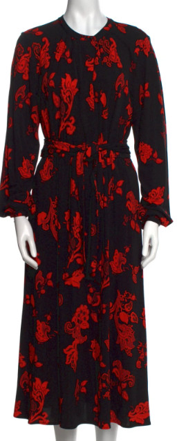 Tory Burch Paisley Bow Neck Long Sleeve Midi Dress Small thumbnail 7