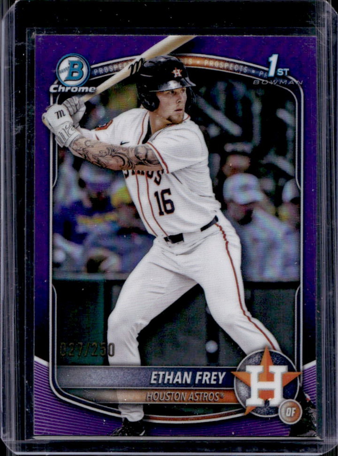 2025 Bowman Draft Ethan Frey Chrome Purple Refractor 1st Prospect #/250 Astros