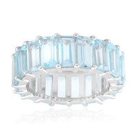 Cavill Himmelblauer Topas Ring 7,25Ct 925 Sterlingsilber Damen Schmuck Baguette